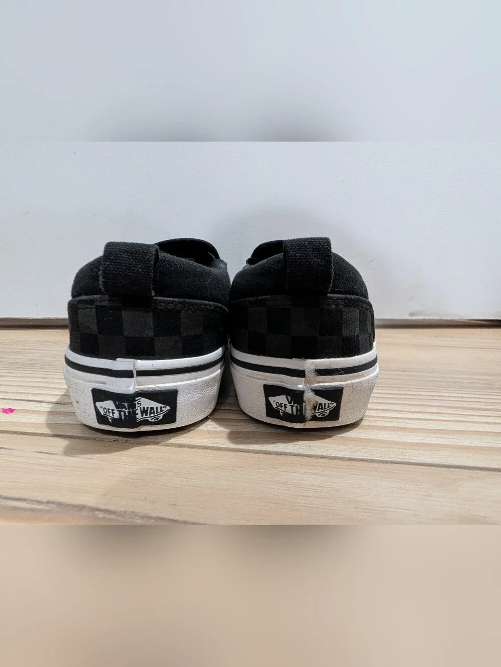 Vans Kids‎ Checkerboard Slip-On Sneakers - Black & Gray